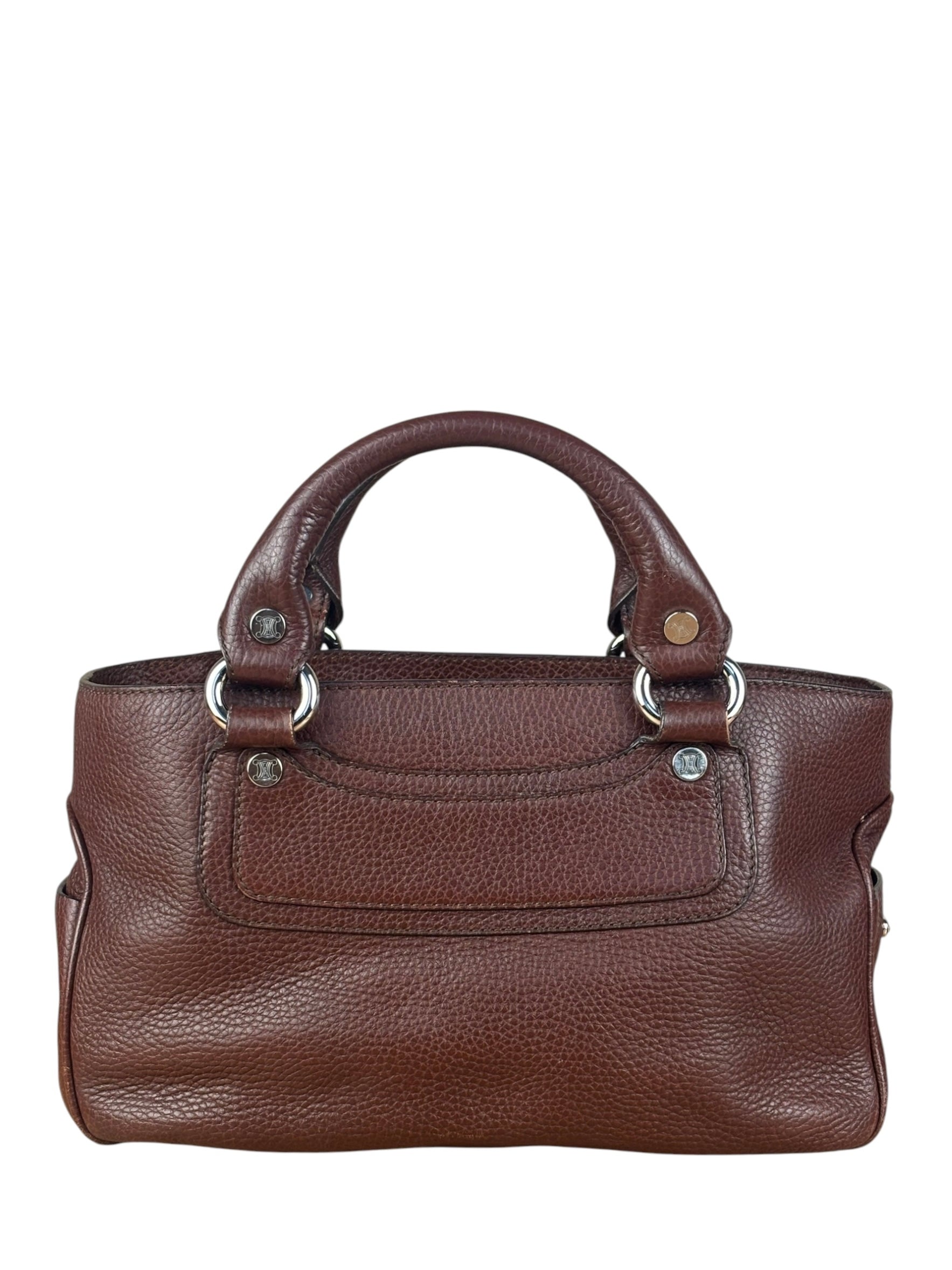 Celine Brown Pebbled Leather Boogie Handbag