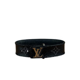 Louis Vuitton Black Leather Canvas Monogram Eclipse Slim Bracelet