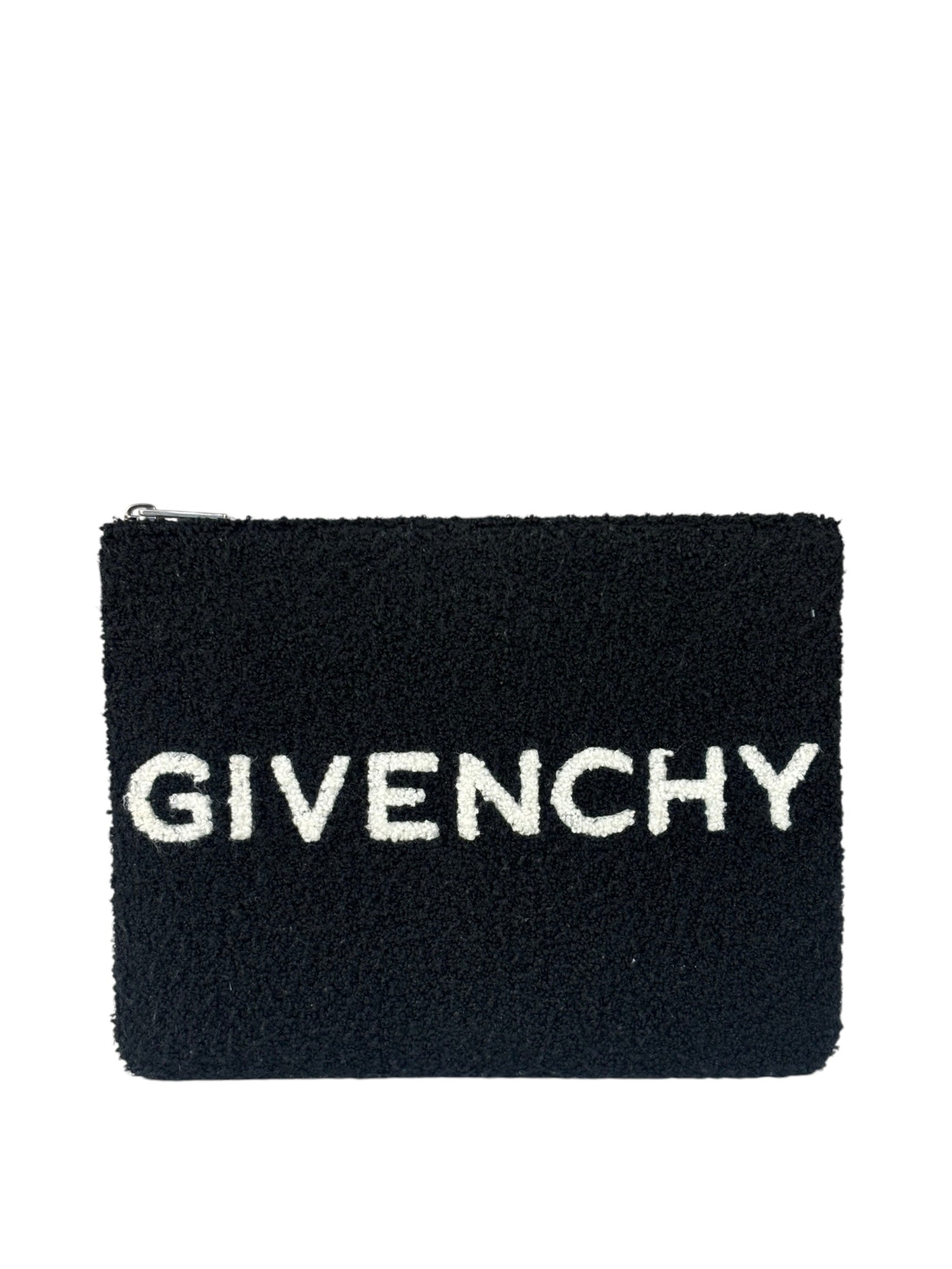Givenchy Black Wool/Leather Trim Pouch