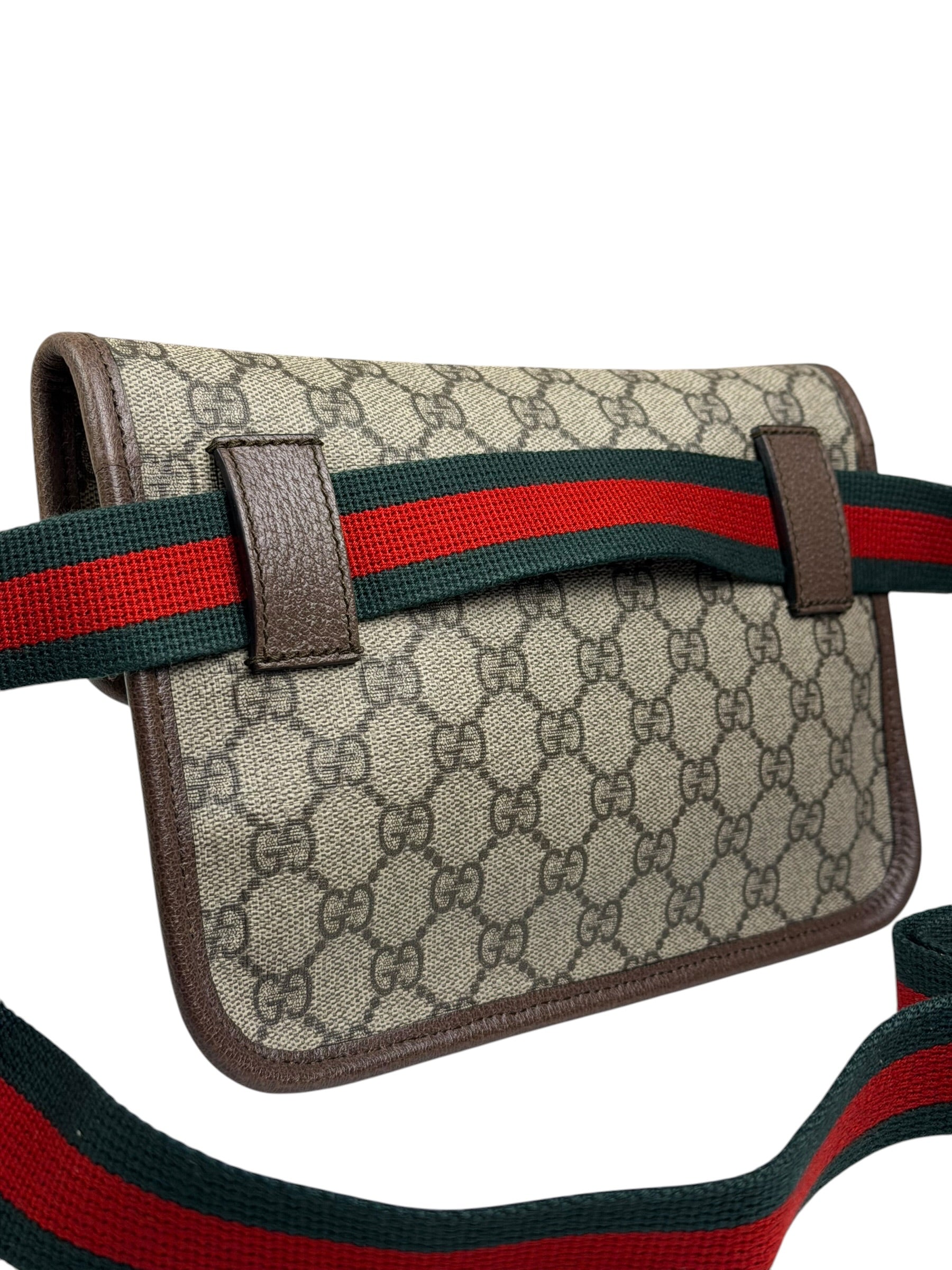 Gucci Vintage Brown Leather Trim Neo Supreme Belt Bag