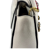 Miu Miu White Madras Ornate Crystal Jeweled Buckle Two-Way Bag