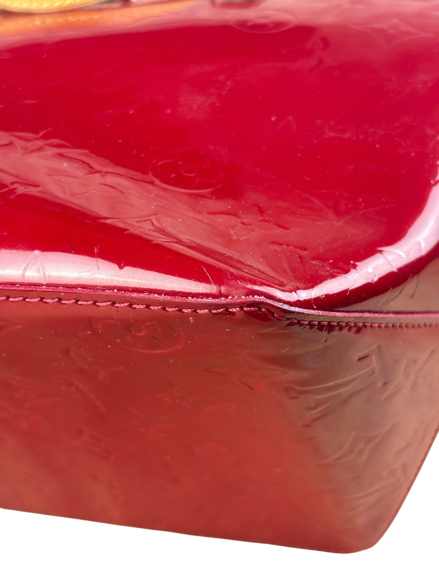 Louis Vuitton Red Leather Monogram Vernis Bellevue Handbag PM