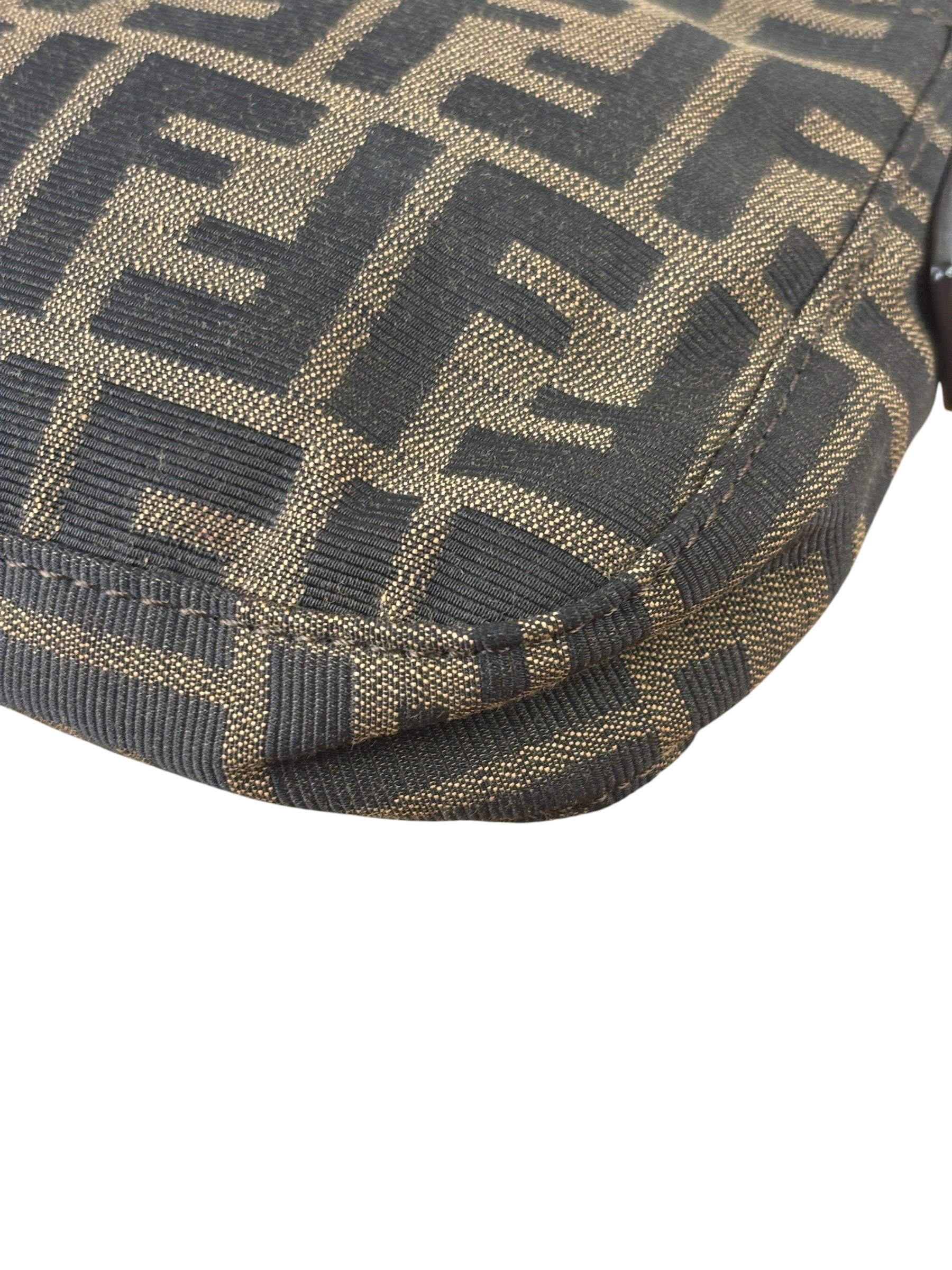 Fendi Brown Leather Trim Baguette