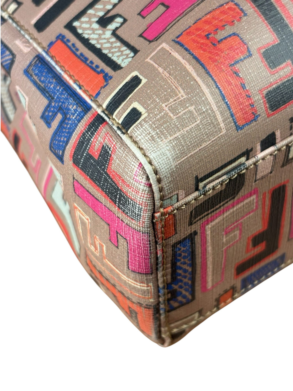 Fendi Colorblock Leather Zucca Roll Tote
