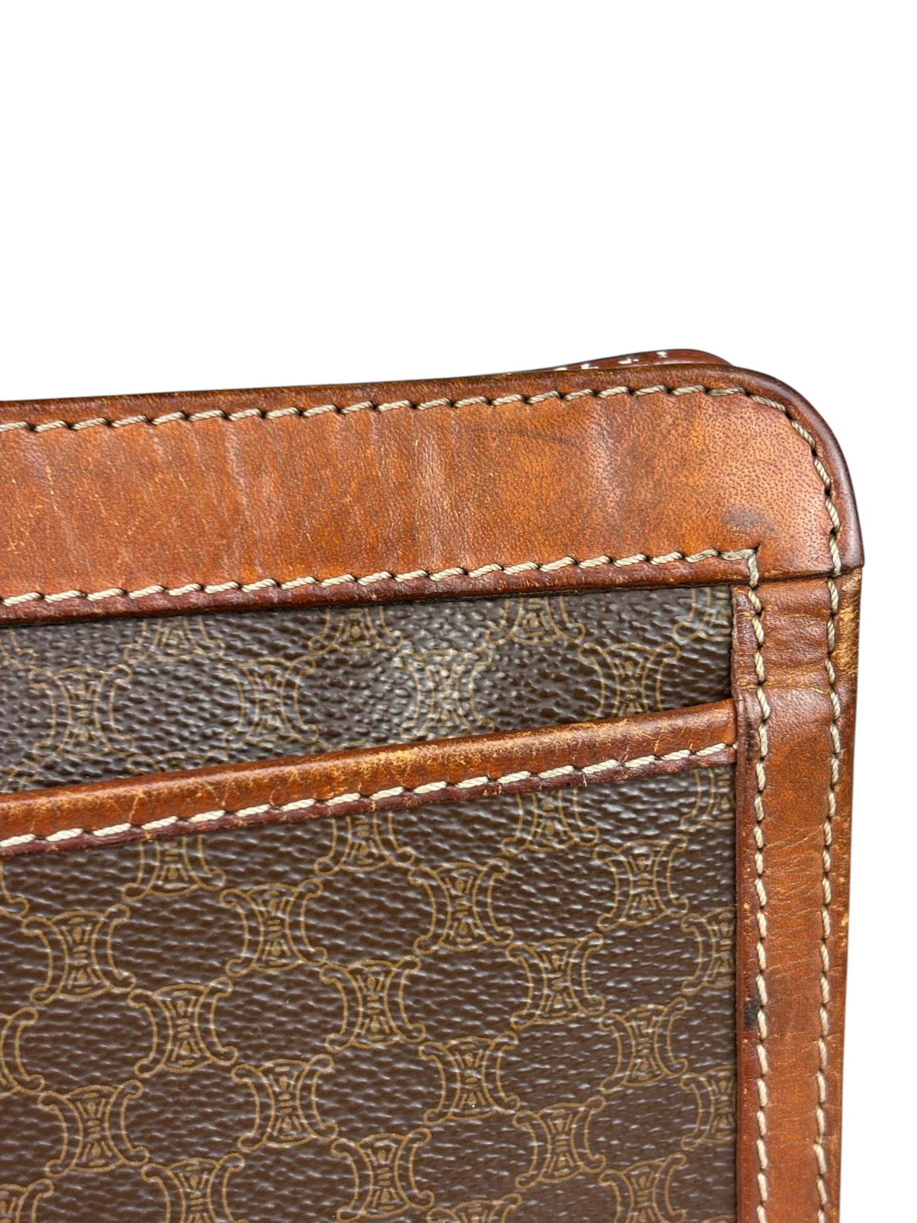 Celine Brown Leather Macadam Clutch