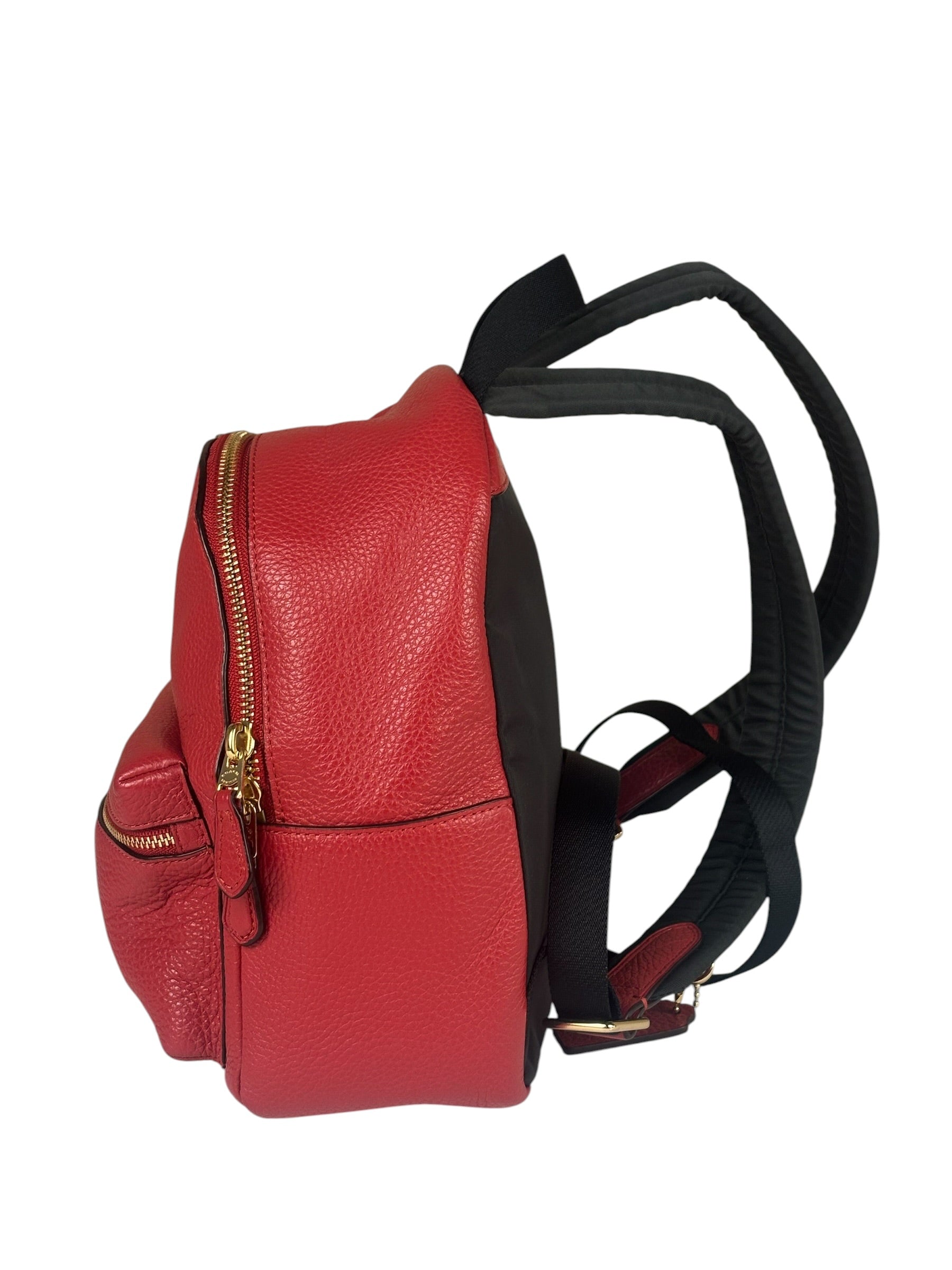 Coach Red Pebbled Mini Charlie Backpack