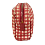 Prada Red Gingham Check Canvas Makeup Bag