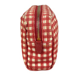 Prada Red Gingham Check Canvas Makeup Bag