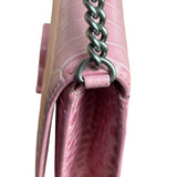Balenciaga Pink Croc-Embossed Leather Chain B Wallet