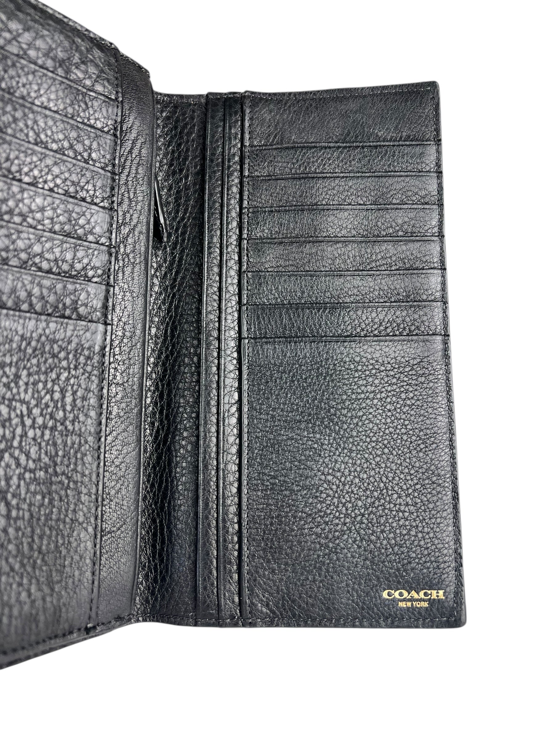 Coach Black Leather Long Wallet