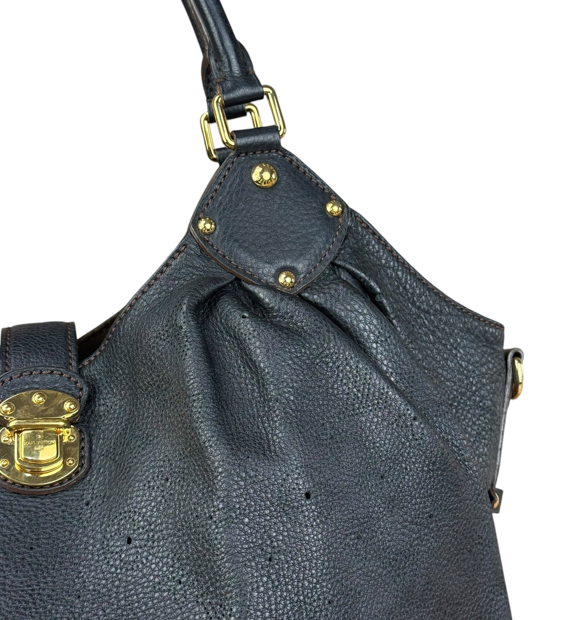 Louis Vuitton Perforated Monogram Mahina Hobo Bag Black