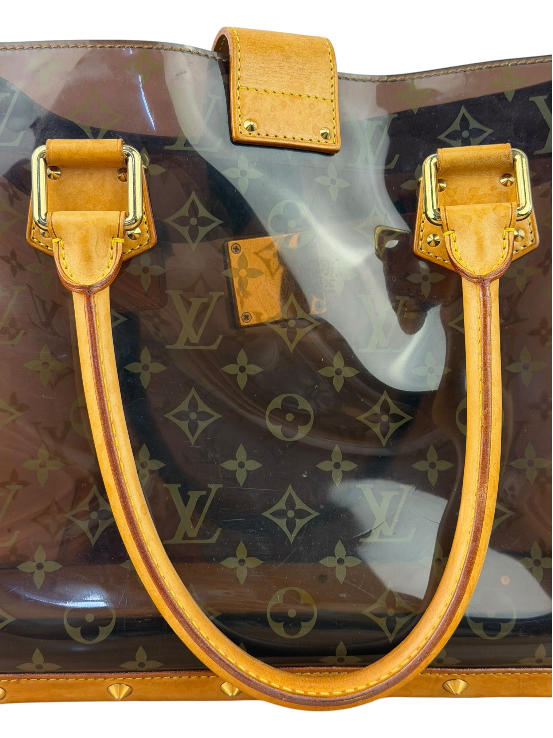 Louis Vuitton Vintage Brown Leather/PVC Monogram Ambre Tote