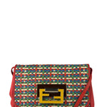 Fendi Colorblock Leather Woven Shoulder Bag