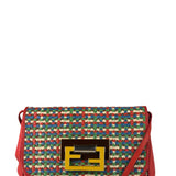 Fendi Colorblock Leather Woven Shoulder Bag