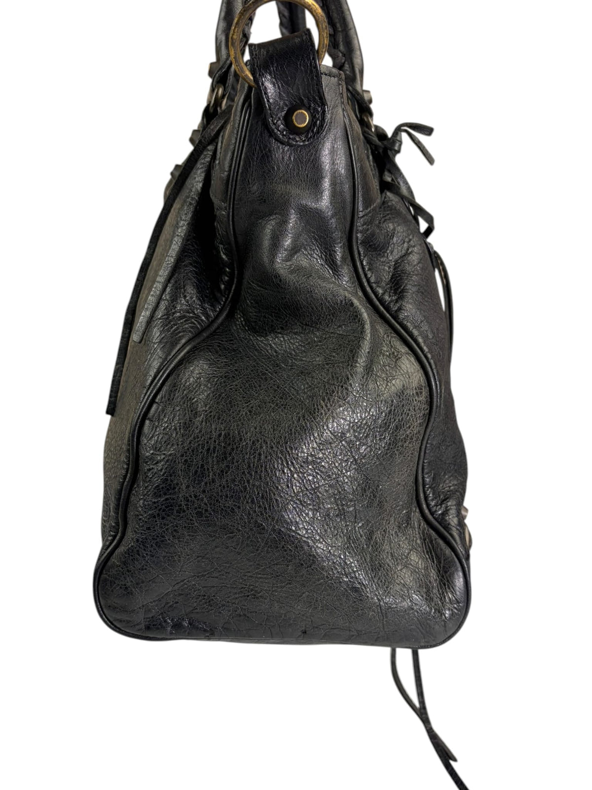 Blanciaga Black Lambskin Velo Moto Handbag