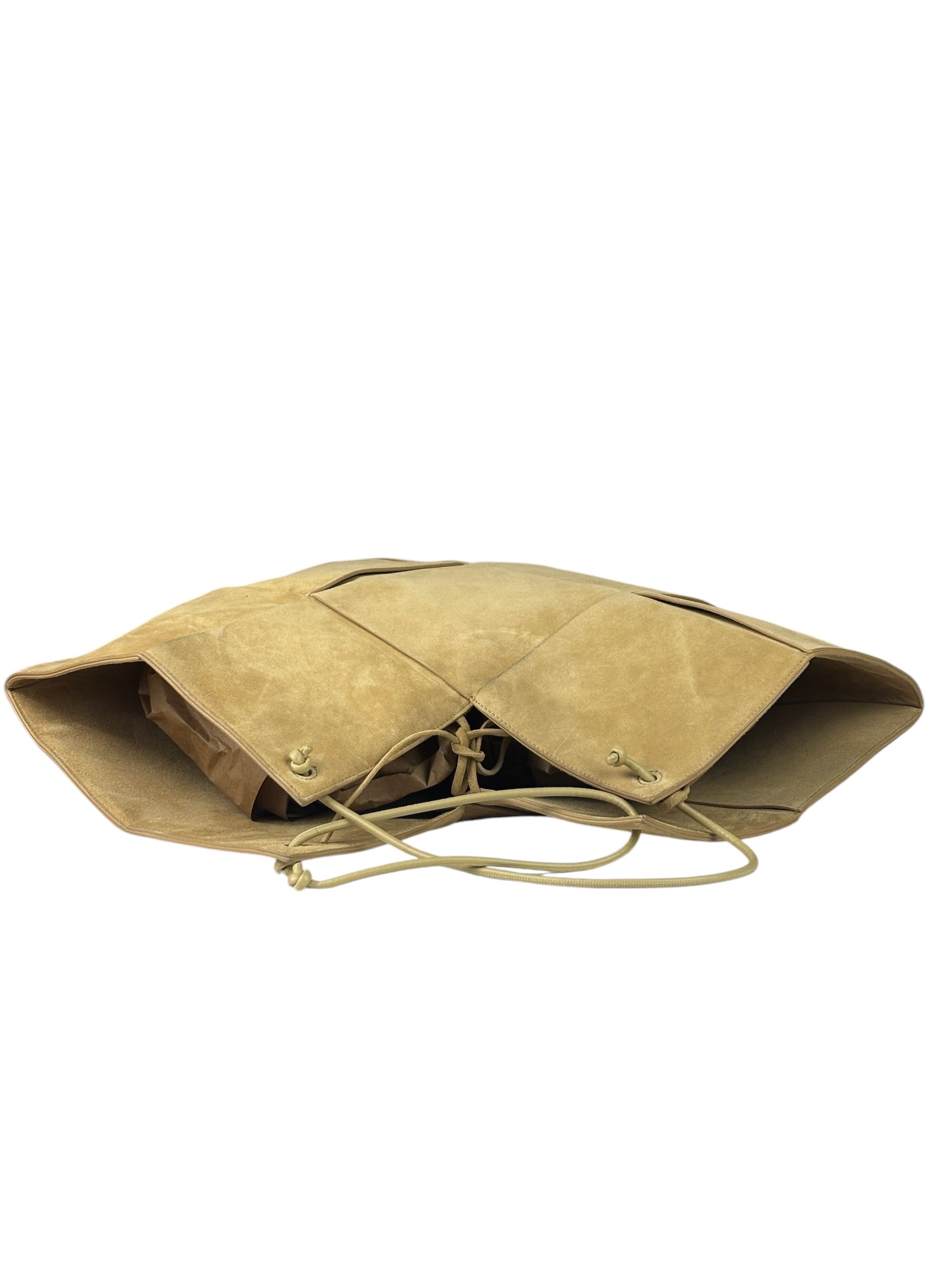 Bottega Veneta Beige Suede/Leather Trim Intrecciato Flower Basket Tote