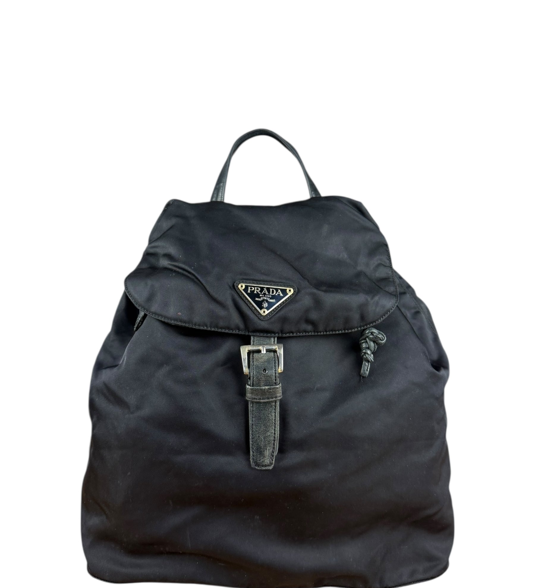 Prada Vintage Black Nylon Drawstring Backpack
