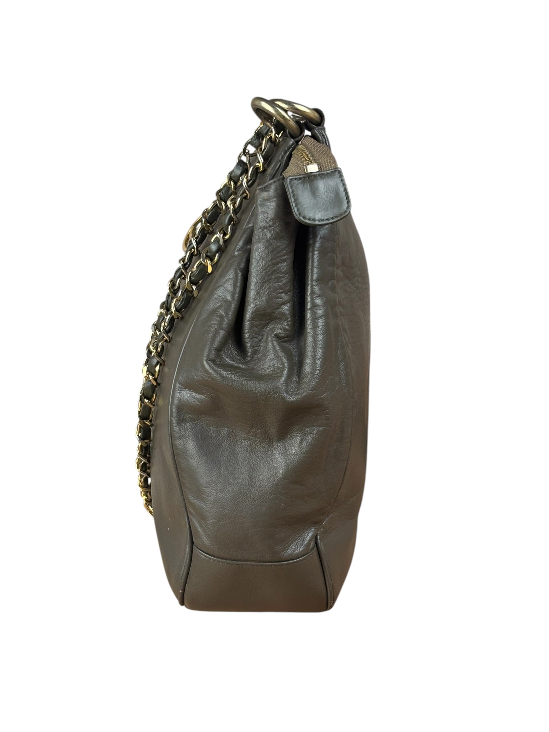 Chanel CC Grey Leather Chain Hobo Bag '89-'91
