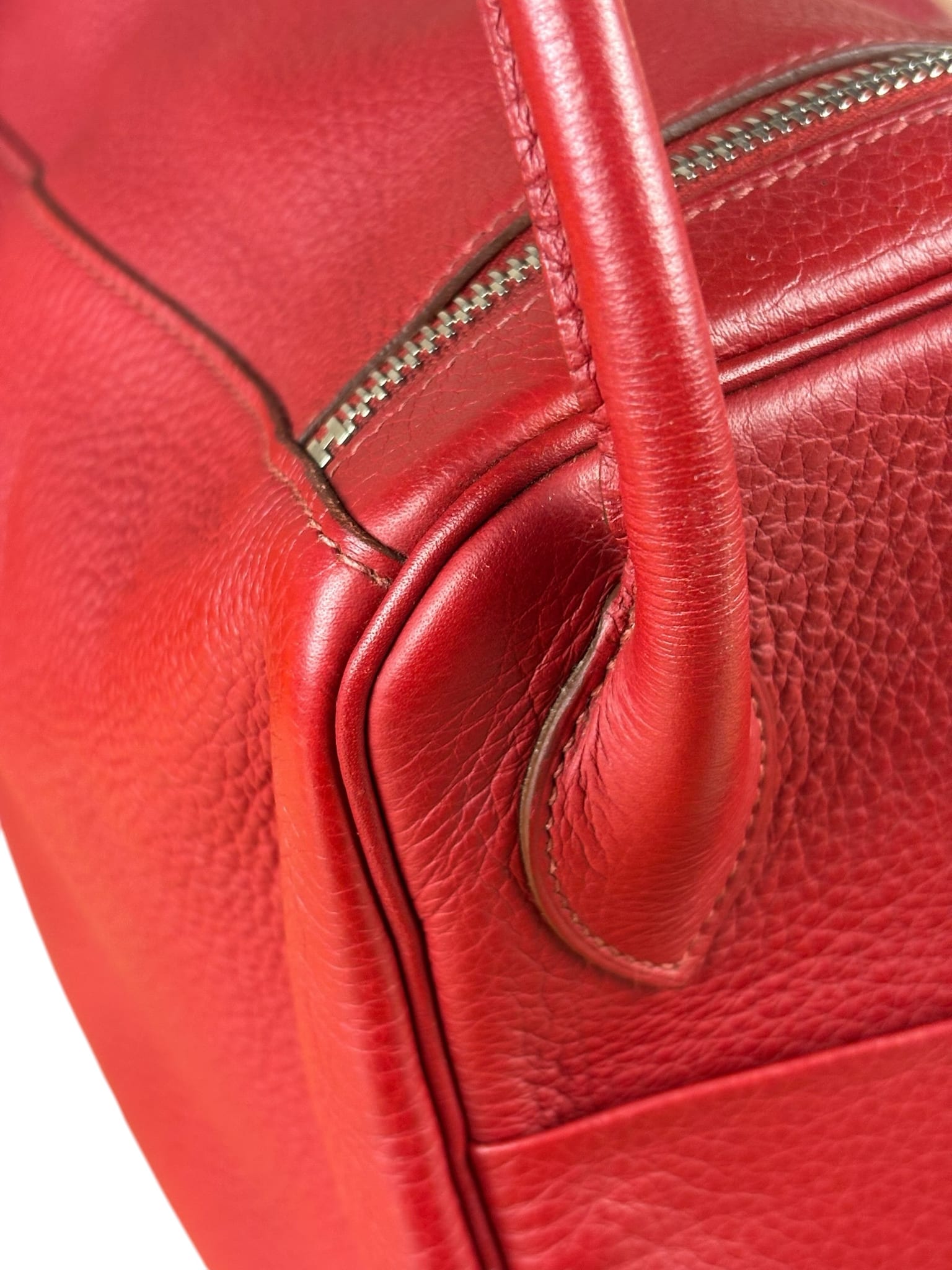 Hermes Rouge Clemence Leather Lindy 34