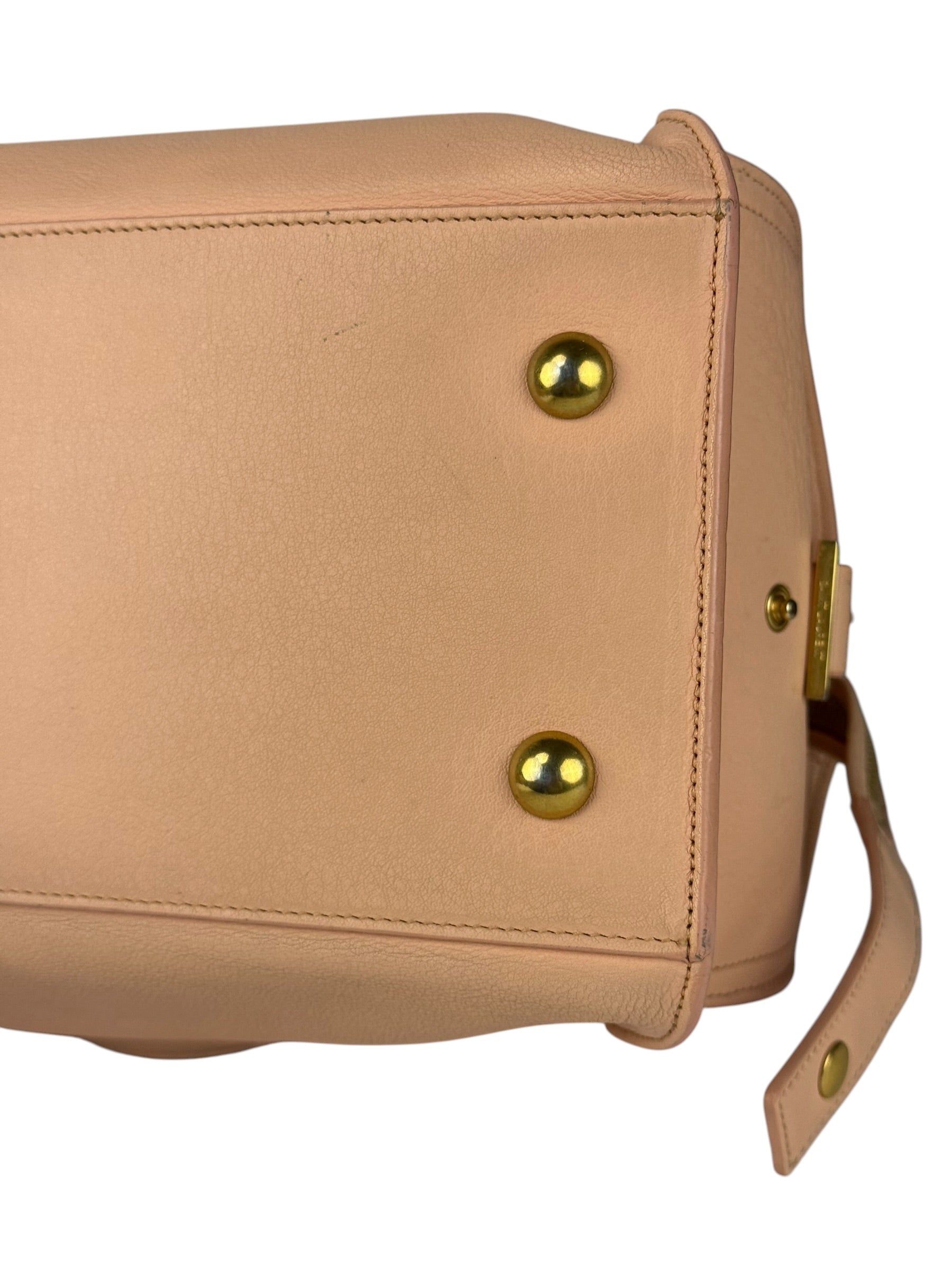 YSL Vintage Classic Y Cabas Peach Leather 2Way Handbag