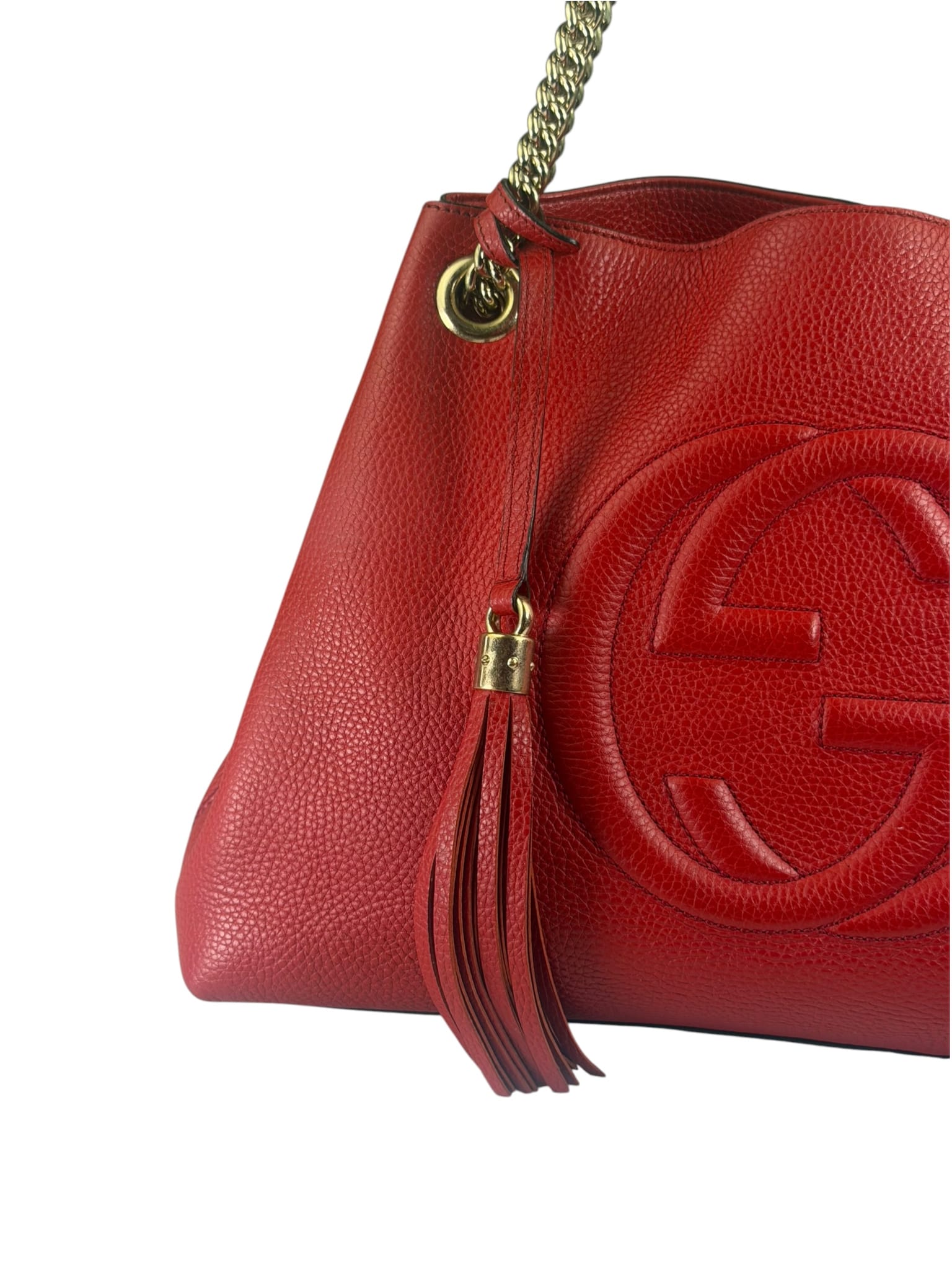 Gucci Red Leather Soho Chain Shoulder Bag