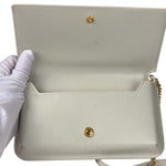 YSL Beige Leather Cassandre Flap Phone Holder