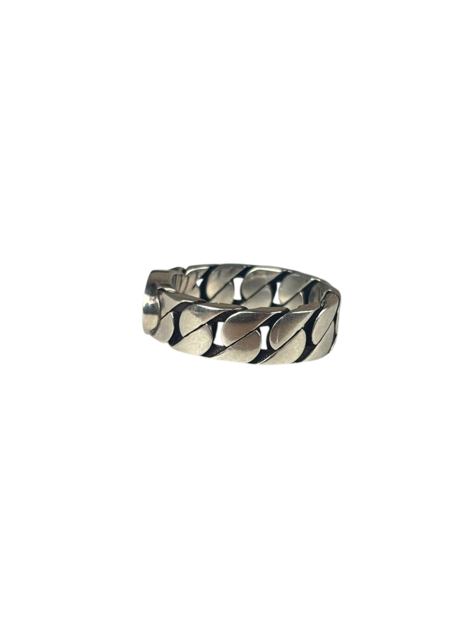 Gucci Sterling Silver & Blue Enamel Interlocking G Chain Link Ring
