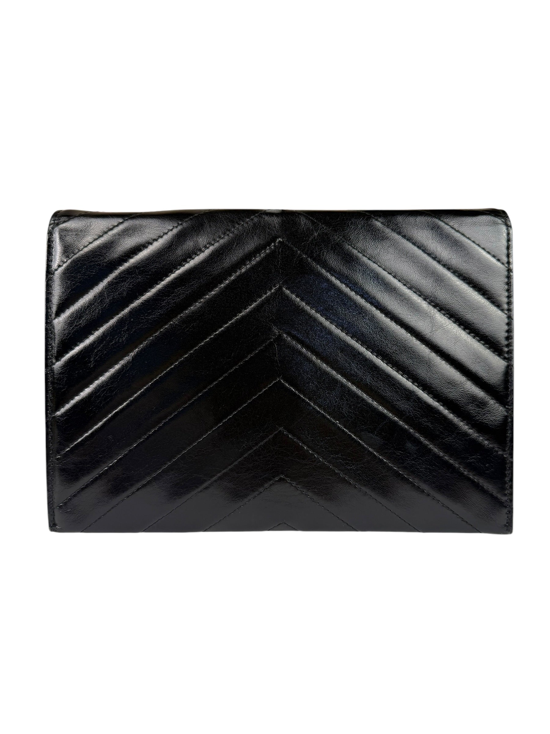 Yves Saint Laurent Black Quilted Leather Clutch