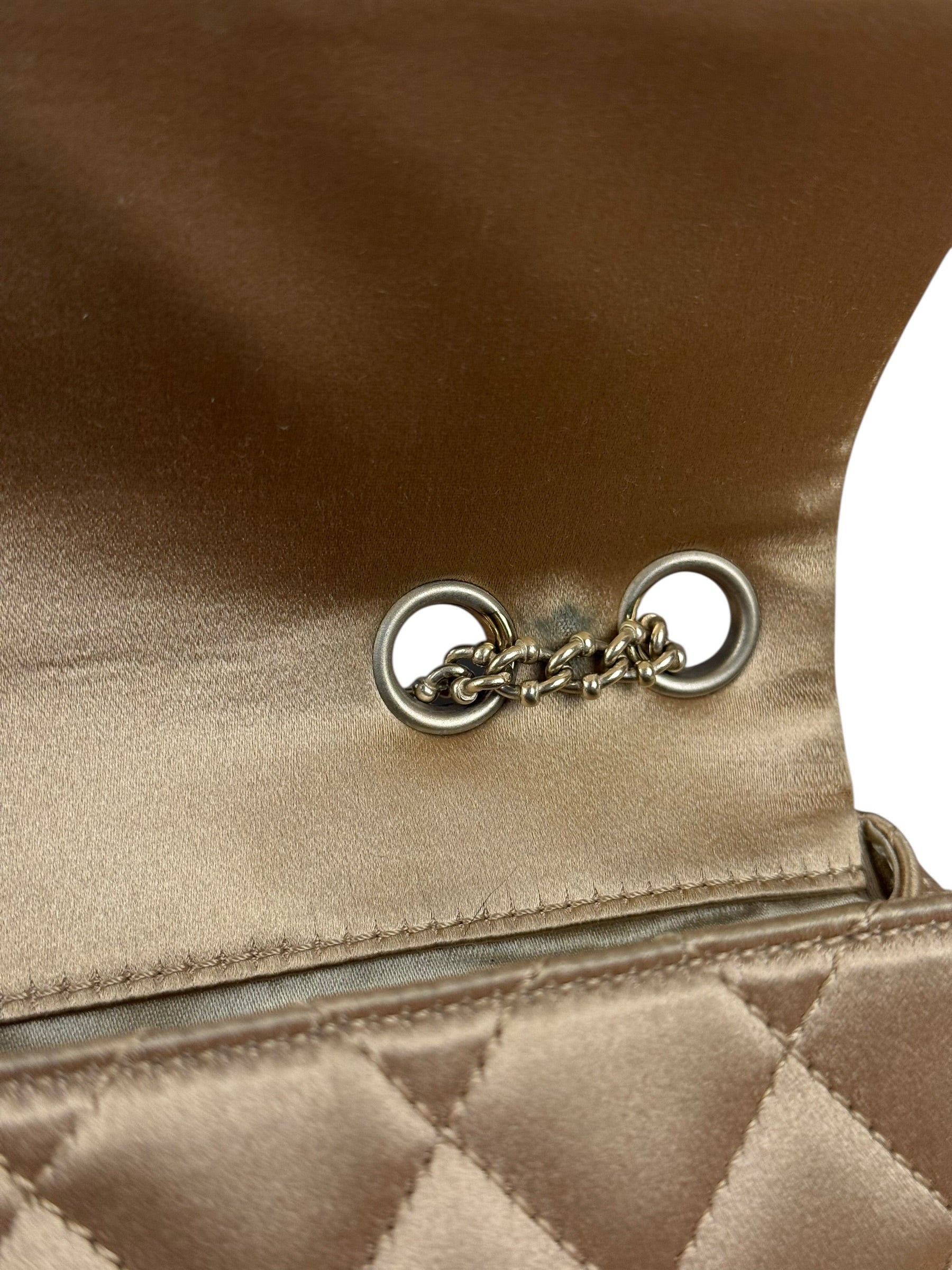Chanel CC Limited Edition Gold Satin Quilted Flap Bag 2008