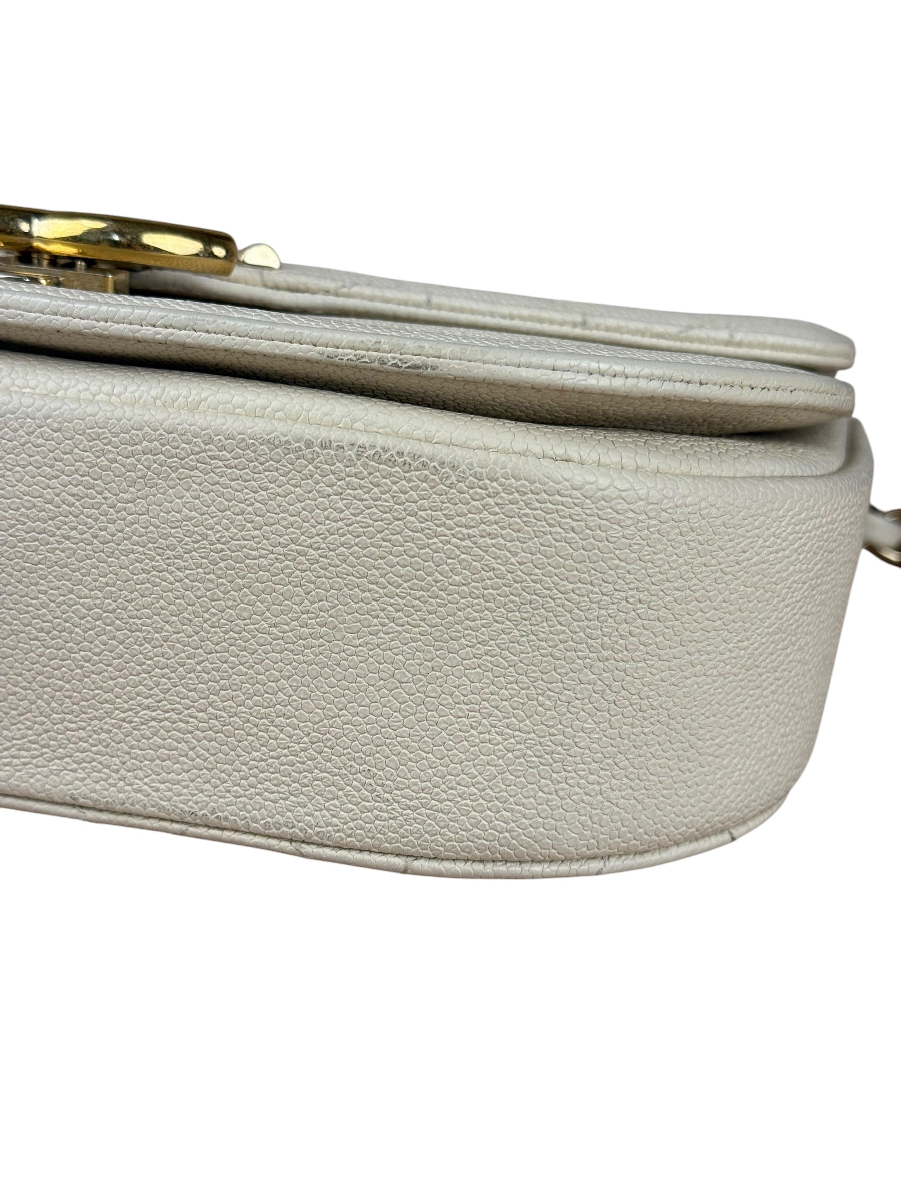 Chanel Ivory Caviar Quilted Coco Cuba Chain Top Handle Bag 2018