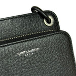 Yves Saint Laurent Black Leather Paris Lanyard Wallet