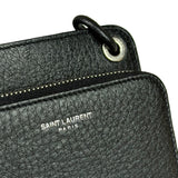 Yves Saint Laurent Black Leather Paris Lanyard Wallet