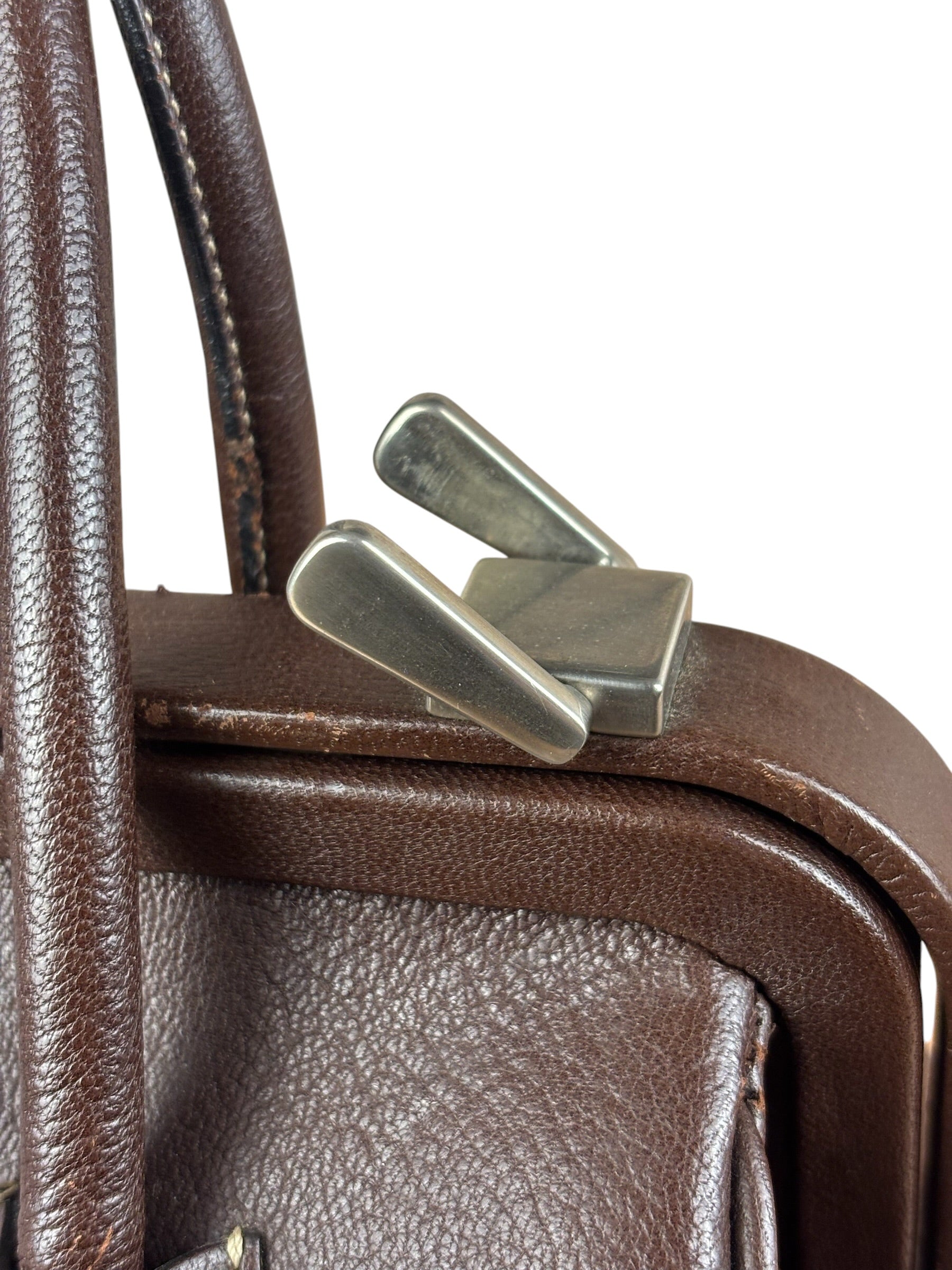 Prada Brown Leather Madras Cerniera Doctor Handbag