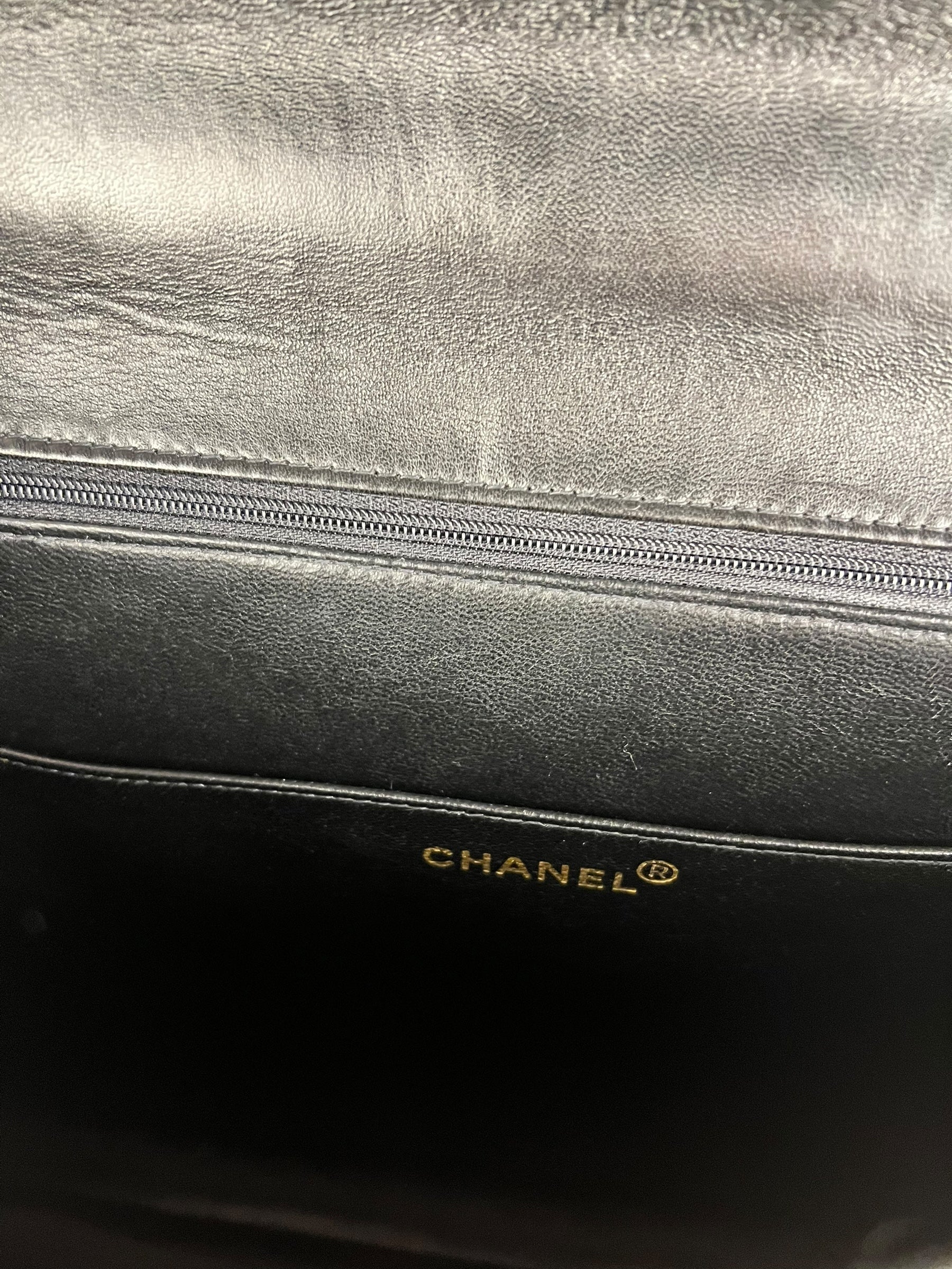 Chanel CC Black Patent Quilted Flap Briefcase Handbag '95