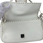 Fendi White Leather Selleria Baguette