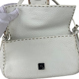 Fendi White Leather Selleria Baguette