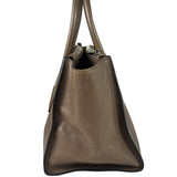 Prada Neutral Taupe Glace Calf Twin Pocket Two-Way Tote