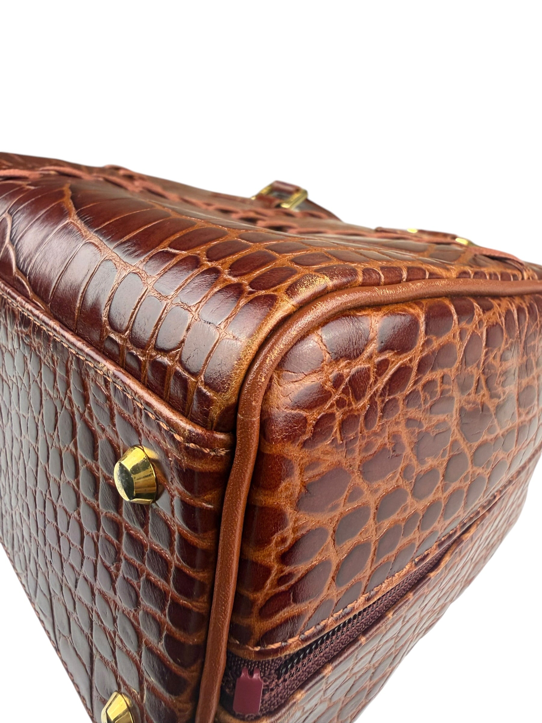 Yves Saint Laurent Vintage Croc-Embossed Leather Handbag
