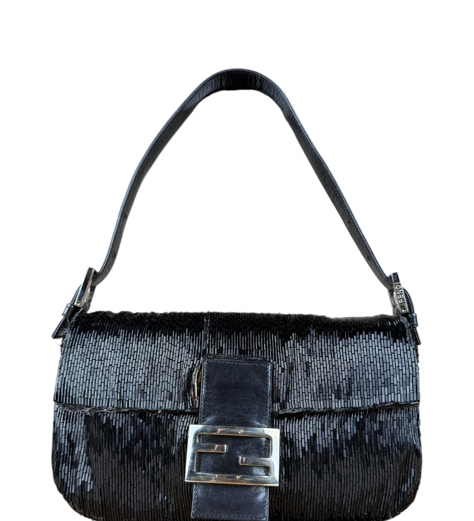 Fendi Beaded Baguette Black
