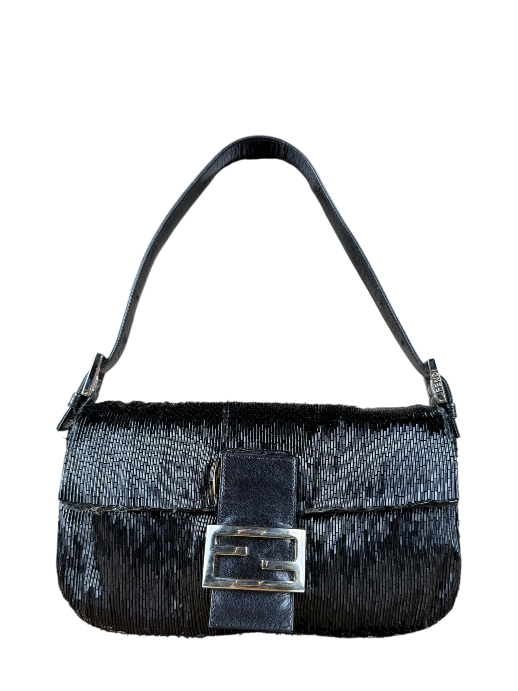 Fendi Beaded Baguette Black