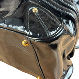 Gucci Black Patent Leather Horsebit Wave Shoulder Bag