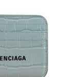 Balenciaga Blue Croc Embossed Cardholder