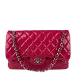Chanel Hot Pink Large Patent Leather Double Flap Shoulder Bag 2014