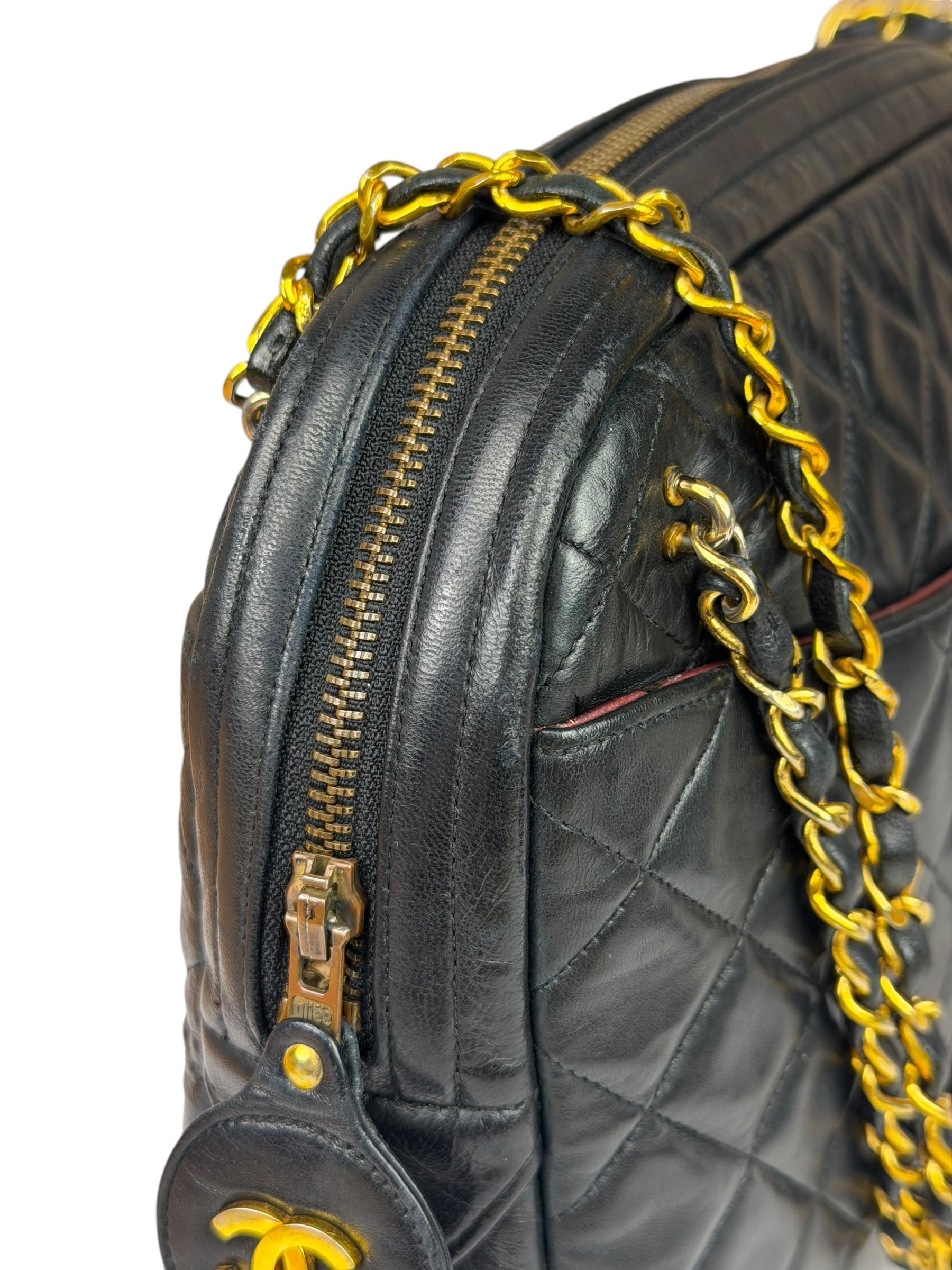 Chanel Black Quilted Lambskin Camera Bag 1989