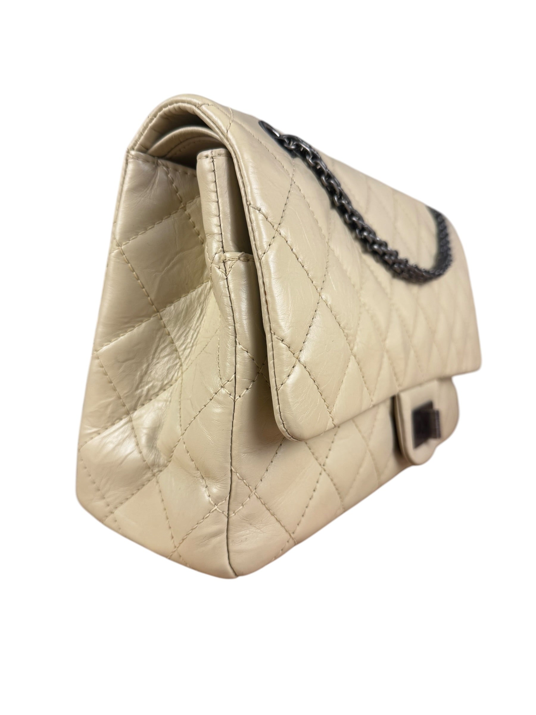 Chanel Aged Ivory Quilted Leather 2.55 Reissue Double Flap Bag 2009