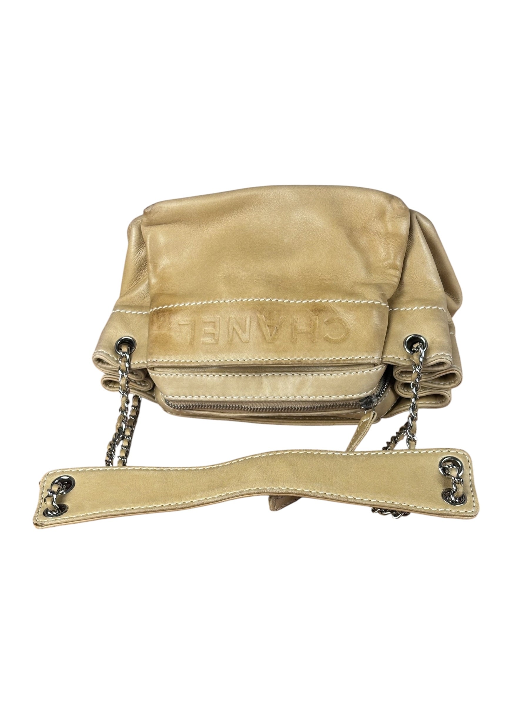 Chanel Warm Beige Leather LAX Accordion Shoulder Bag 2003