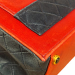 Chanel Red & Navy Trapezoid Flap Bag 1992