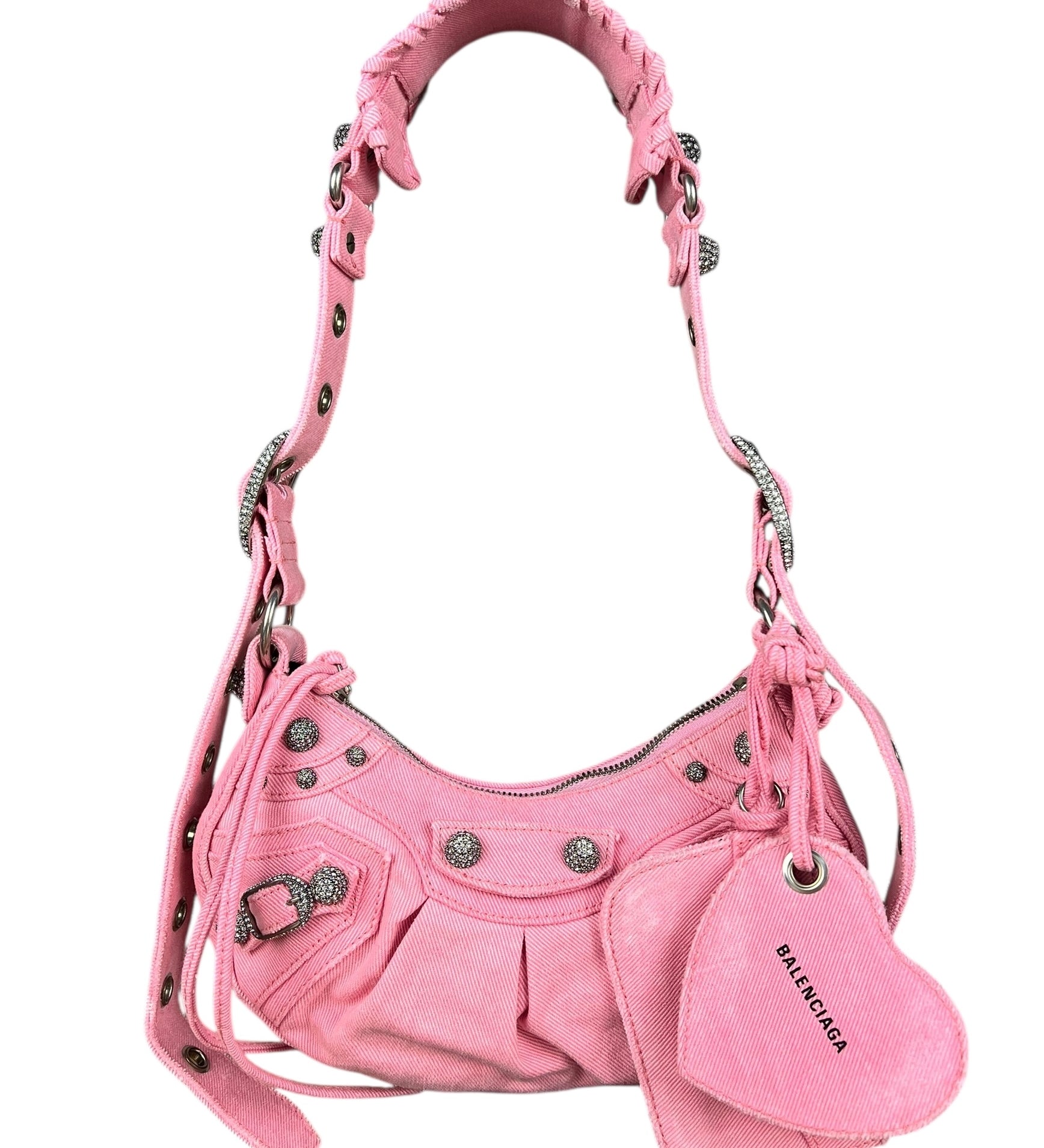 Balenciaga Pink Denim Le Cagole Shoulder Bag