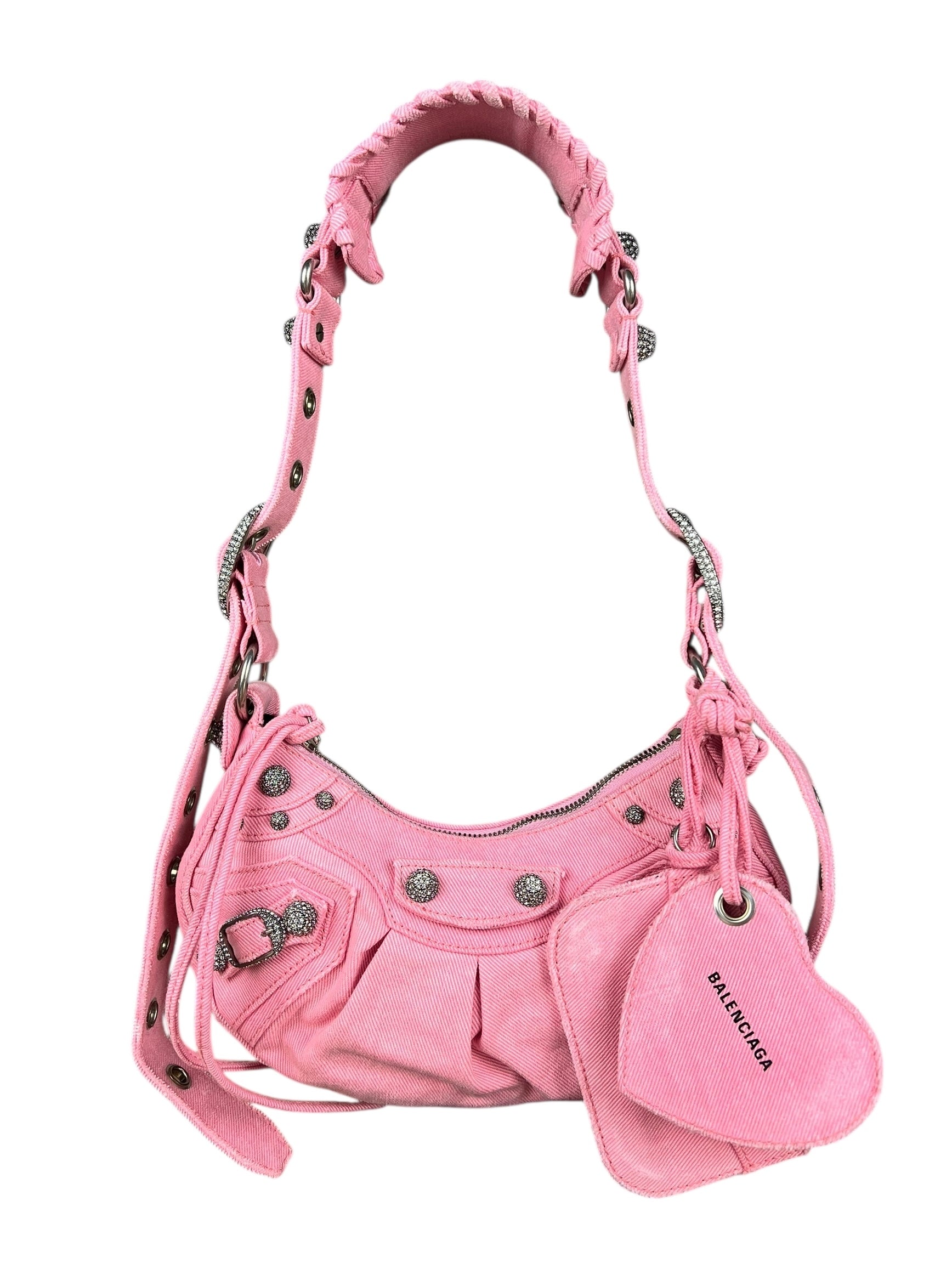 Balenciaga Pink Denim Le Cagole Shoulder Bag