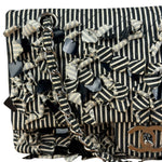 Chanel Black/White Sequin Stripped Medium Double Flap Shoulder Bag
